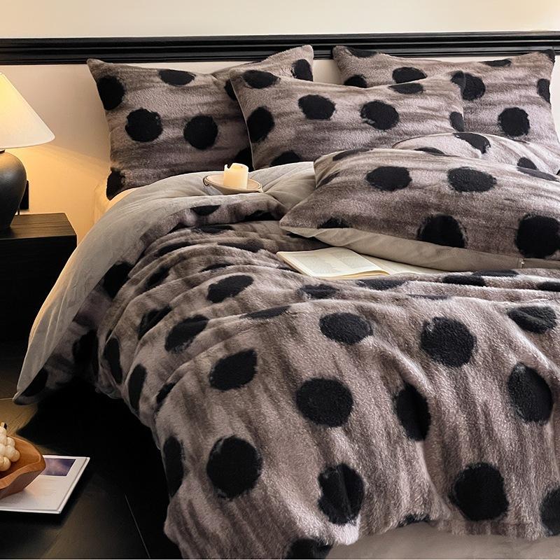High-Grade Gorgeous A Version 350G Dolly Cashmere B Version 230G Thermal Oxygen Fleece Four-Piece Set Thickened Milk Fleece Sheets