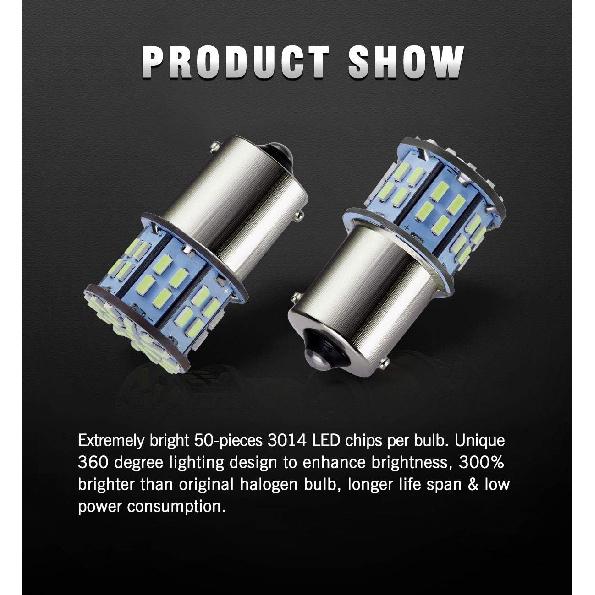 Antline 1156 1141 1003 7506 BA15S LED Bulbs Cool White 20-Packs, Super Bright 3014 50-SMD LED Replacement for 12 Volt RV Camper Trailer Boat Trunk