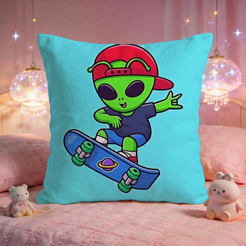 Funny Silly Alien Cushion Cover Premium Comfort Reversible Pillow Cove Two in One Design for Any Room Car Interior