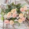 Пластиковый Имитация Букет Роз Элегантный Искусственный Цветок Искусственные Розы Ромашки Цветы Свадебный Декор