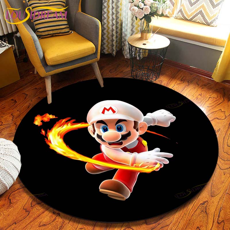 Круглые коврики с героями мультфильмов «Братья Марио», коврик для гостиной, декор комнаты, домашние коврики, игровой коврик, детский милый ковер, ковры в стиле аниме