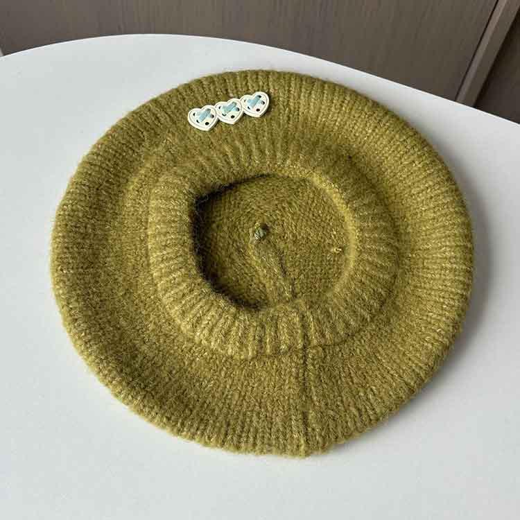 Autumn and winter woolen bud hat ladies sweet college style waxy knitted wool hat fashion painter hat