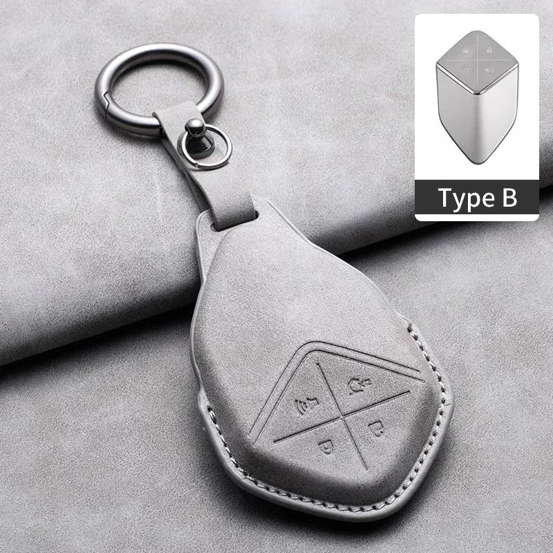 Leather Car Remote Key Case Cover for Changan Deepal S7 SL03 G318 2025 2025 Car Key Fob Shell 4 Buttons Holder Keychain