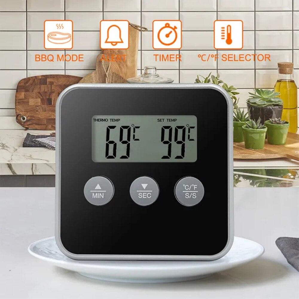 LCD Food Meat Thermometer Digital Display Oven BBQ Timer Baking Cooking Food Thermometer with Remote Probe