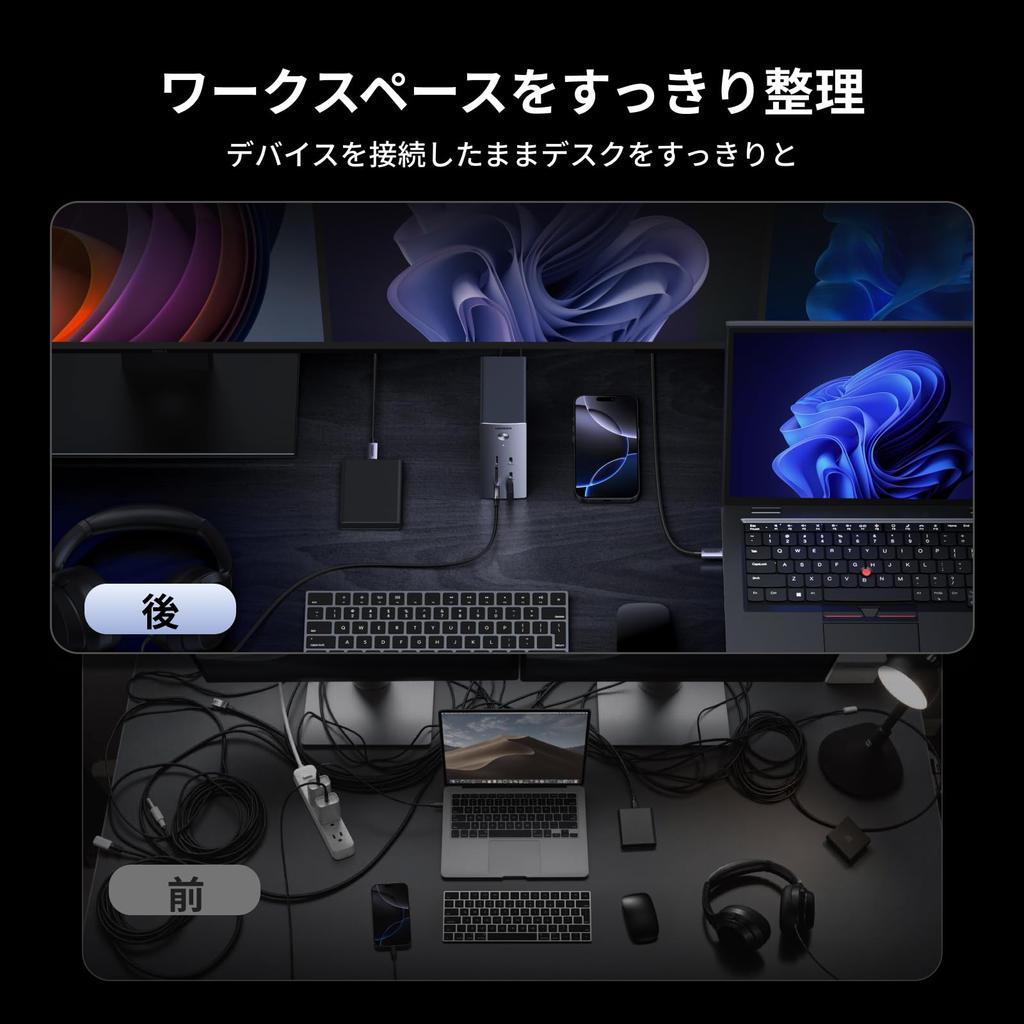 Док-станция UGREEN с тройным дисплеем 100 Вт для ноутбука, двойной DP, HDMI, 10 Гбит/с, карта RJ45 Ethernet, тепловыделение, совместима с MacBook и Windows, 14-в-1 выход,