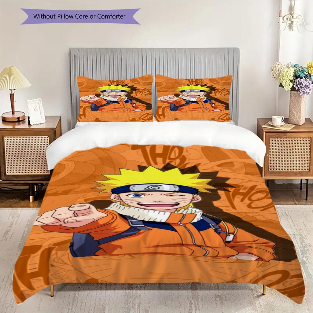 3pc Naruto-themed Printed Bedding Set( Without Core), Soft and Skin-friendly, Suitable for Bedroom or Guest Room