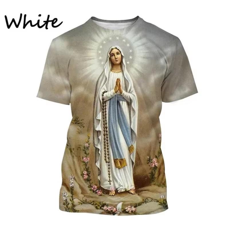 Easter Virgin Mary Goddess of Mercy 3D Print T-Shirt Christian Blessed Jesus God Tee Female Style Clothing Short Sleeve Tops Tee