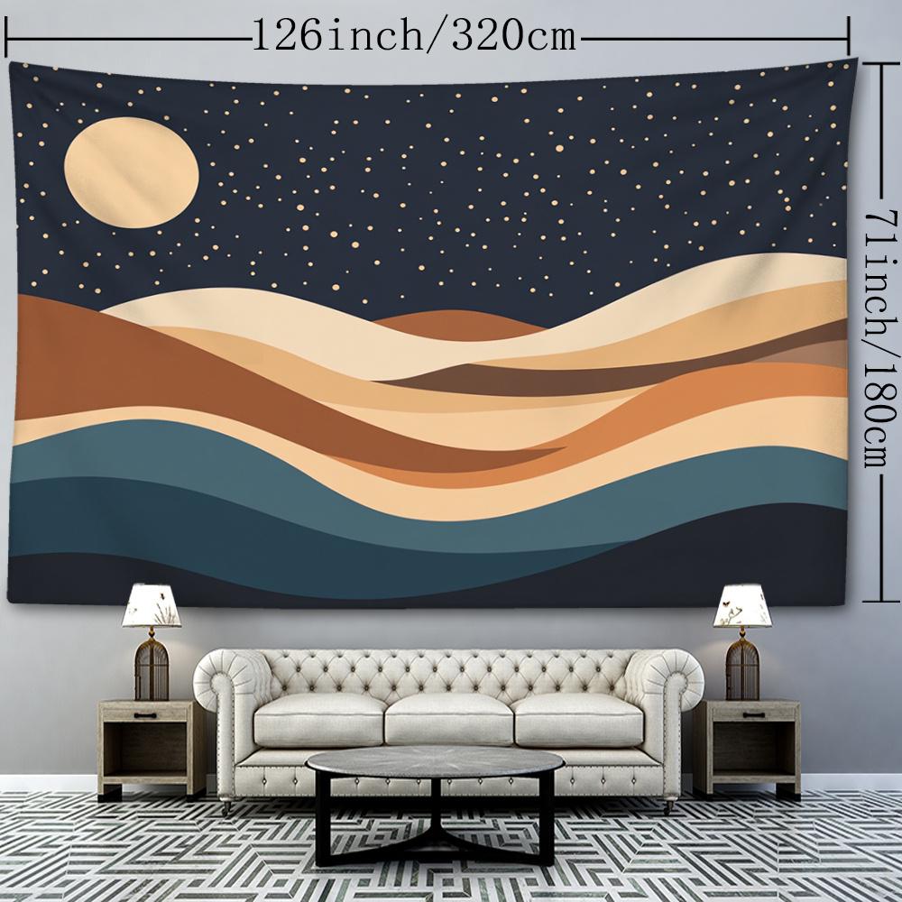 1pc Retro Night Sky Wave Print Tapestry - Create a Cozy Exotic Atmosphere, Bohemian Home Decor for Living Room or Bedroom, Holiday Gift with Installat