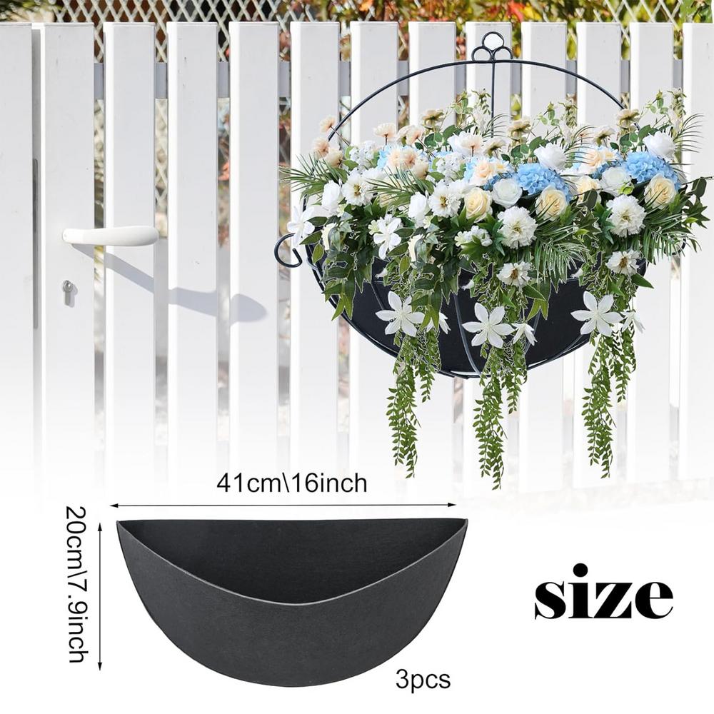 3pcs Planter Basket Liners Half Round Fabric Felt Flower Pots Liner Plant Garden Decoration Replacement Liners For Outdoor Decor