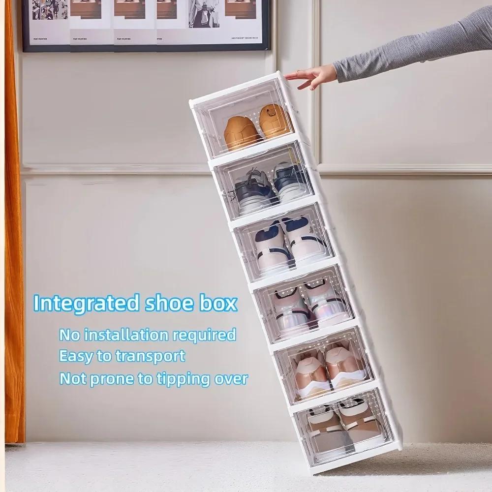 1/3/6 Layers Shoes Box Foldable Shoe Storage Organizer Dustproof Stackable Organizer Space-Saving Integrated Cabinet Shelf