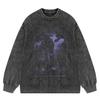 Streetwear Magic Castle Washed Black Y2K Knitted Unisex Sweater
