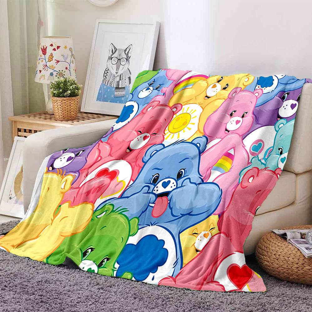 1pc Colorful Care Bears Collage flannel Blanket for Super Soft Cute Comfort Blanket for Travel Bedding Couch Sofa Blanket Y73036