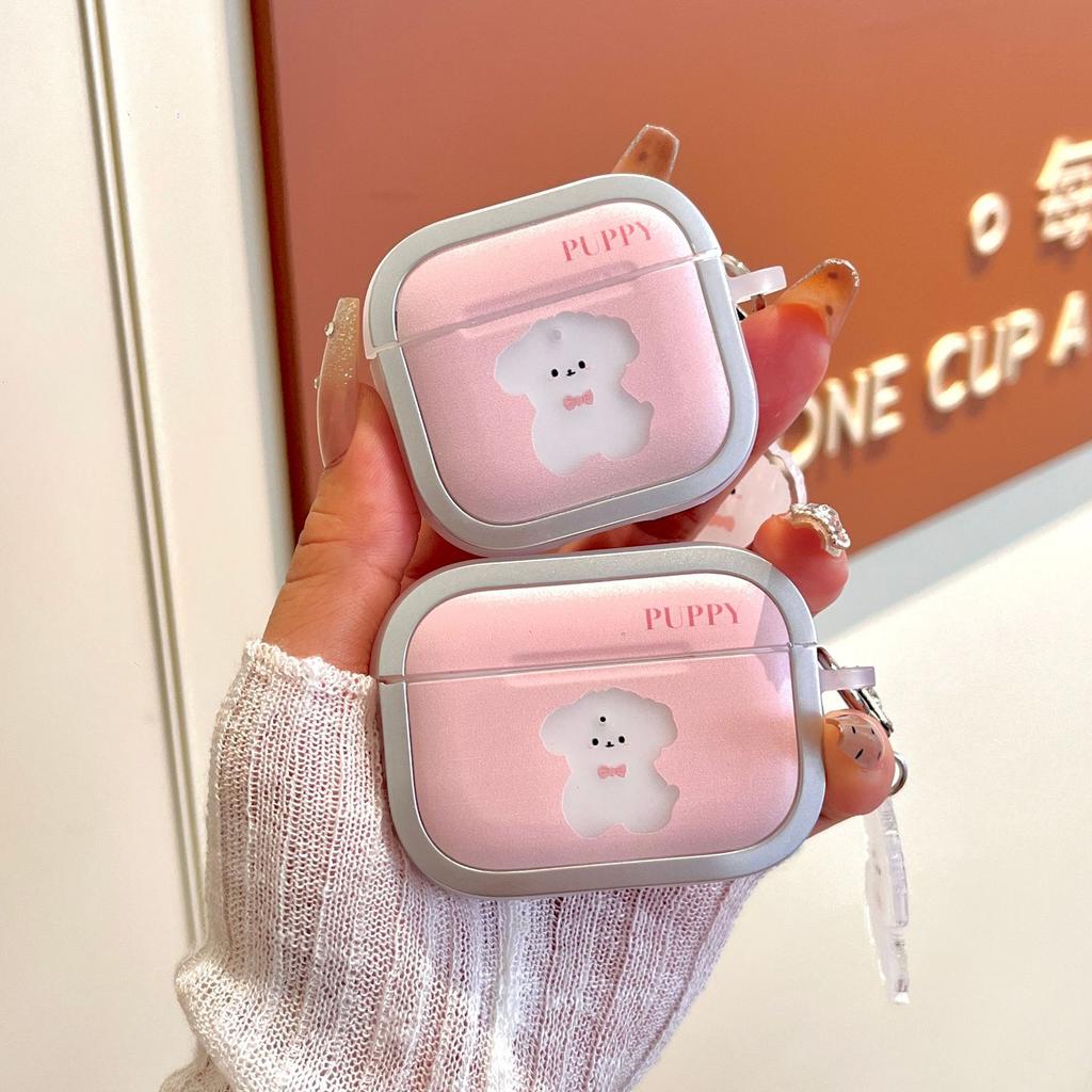 Позолоченная фоторамка с розовым бантом и щенком для AirPods 1 apple bluetooth беспроводная гарнитура чехол pro1/1