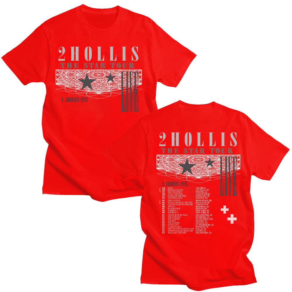 Футболка 2Hollis The Star Tour 2025 из хлопка с короткими рукавами для женщин и мужчин, модная повседневная футболка из высококачественного мягкого топа, новые универсальные футболки