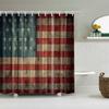 Retro Artistic Flag Shower Curtain Rustic Country Barn Door Pattern Bath Curtains Bathroom Curtains for Bathtub Home Art Decor