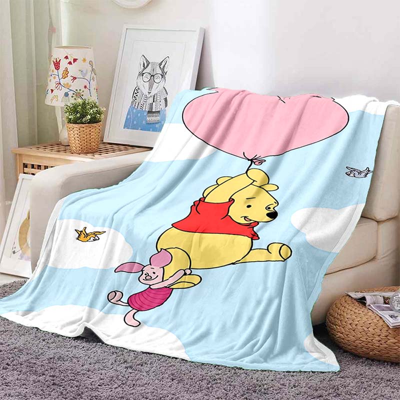 1PC Cartoon Winnie The Pooh Blanket Soft and Warm Flannel Material Suitable for Home Travel Camping RV Child Luxury Gift