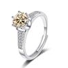 Bague Ringen Real 1ct Round VVS D Moissanite Diamond Ring For Women S925 Sterling Silver Jewelry Six Claw Opening Adjustable Rings