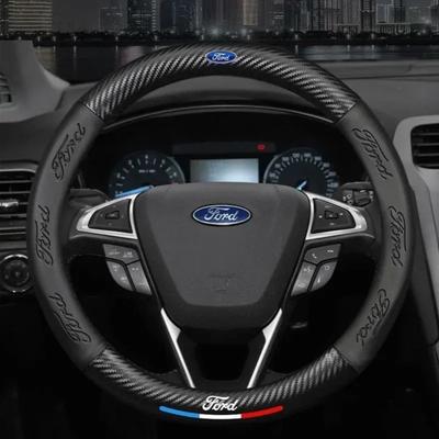 Кожаная накладка на руль для всех сезонов, универсальная посадка для Ford Fiesta C-Max Kuga Ranger Raptor KA Fusion ST Transit Edge