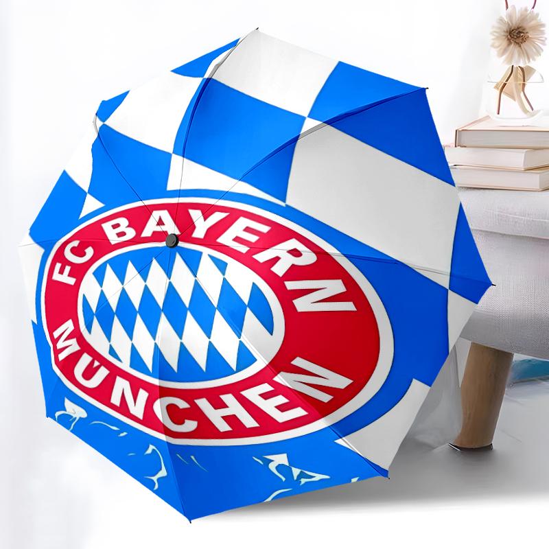 Printed FC Bayern München logo Printed Folding Umbrella,Outdoor,Leisure,And Travel Umbrella,Durable Umbrella Fabric,Birthday And Holiday Gift