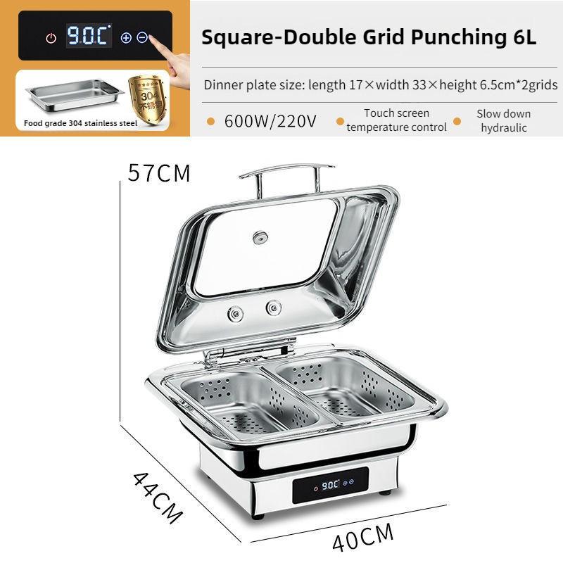 Electric Chafing Dish Adjustable Temp Roll Top Food Warmer Temp Display Catering Buffet Stove Stainless Steel Buffet Servers