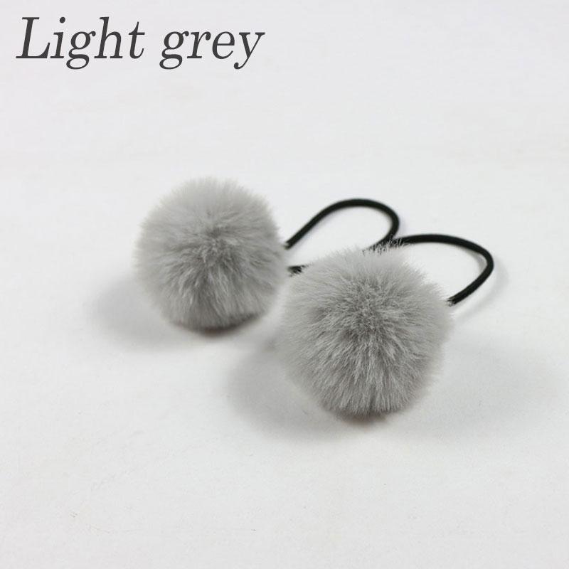 2Pcs Soft Furry Hair Ties Elastic Hair Bands Girls Hair Ring Fur Ball Hair Rope Rubber Band 5cm