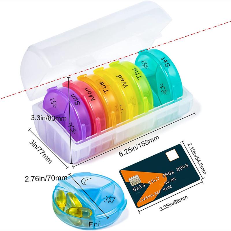 21-Compartment Rainbow Weekly Pill Organizer for Elderly – Travel-Friendly and Health-Focused.