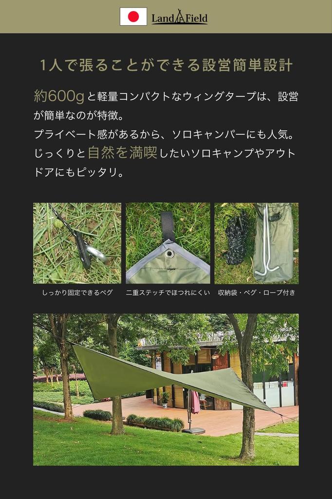 Палатка LandField Tarp Tent Diamond Shape Wing 402 x 268 см 4 м Для 1-3 человек LF-RT020-DG…