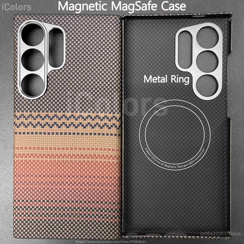 Magnetic MagSafe Case for Samsung Galaxy S24 Ultra Aramid Carbon Fiber Case Ultra thin Lightweight Armor Protective Cover