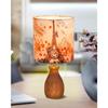 Rustic Wooden Dovel Pot Table Lamp with Printed Fabric Shade| Handcrafted Bedside Nightstand Light for Living Room, Bedroom, Office Cafe Home Décor,