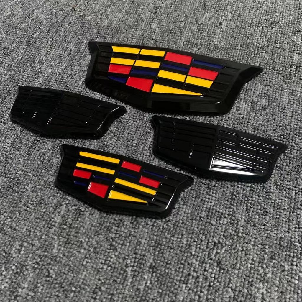 ABS 3D Car Front Hood Rear Trunk Emblems Logo Side Fender Badge Hubcaps Cover Stickers for Cadillac CT4 Auto Accessories
