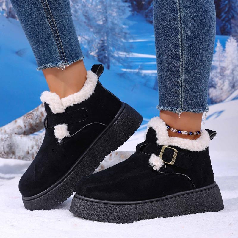 Женские новые зимние флисовые ботинки на толстой подошве, на одной педали, с утеплителем из хлопка, больших размеров, сноубутсы