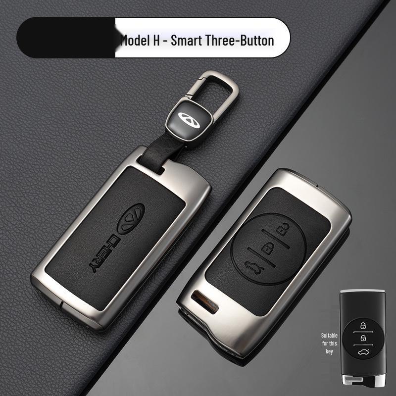 Чехол для ключа автомобиля Chery: Подходит для Tiggo, EQ1, QQ Ice Cream, Arrizo E - Маленький, Прочный металлический корпус с подвесной пряжкой