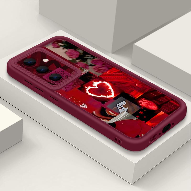 Мягкий чехол для телефона с рисунком в виде красного сердца для Samsung Galaxy A57 A37 A17 A56 A55 A36 A16 A15 A26 A35 A54 A14 Ударопрочный силиконовый чехол