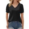 Женская модная футболка с коротким рукавом и V-образным вырезом, свободная повседневная футболка