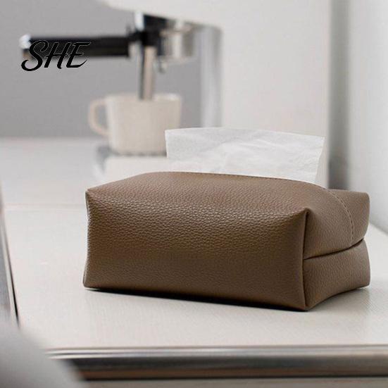 Collapsible Storage for Dormitory PU Leather Tissue Box, Multi-Purpose Desktop Organizer, Durable Case Office Compact Foldable Napkin Dispenser, Desk