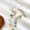 Long Style Enamel Ceramic Necklace Stainless Steel Women's Necklace  Jewelry Accessories