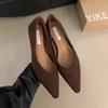 Retro Low-heeled Pointed-toed Shallow-mouth Single Shoes Women's Shoes 2025 New Spring and Autumn Suede Temperament One-pedal Commuter Shoes