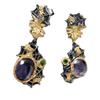 Vintage Temperament Purple Crystal Temperament Earrings Pop Two-tone Spider Web Design Handmade Earrings Women