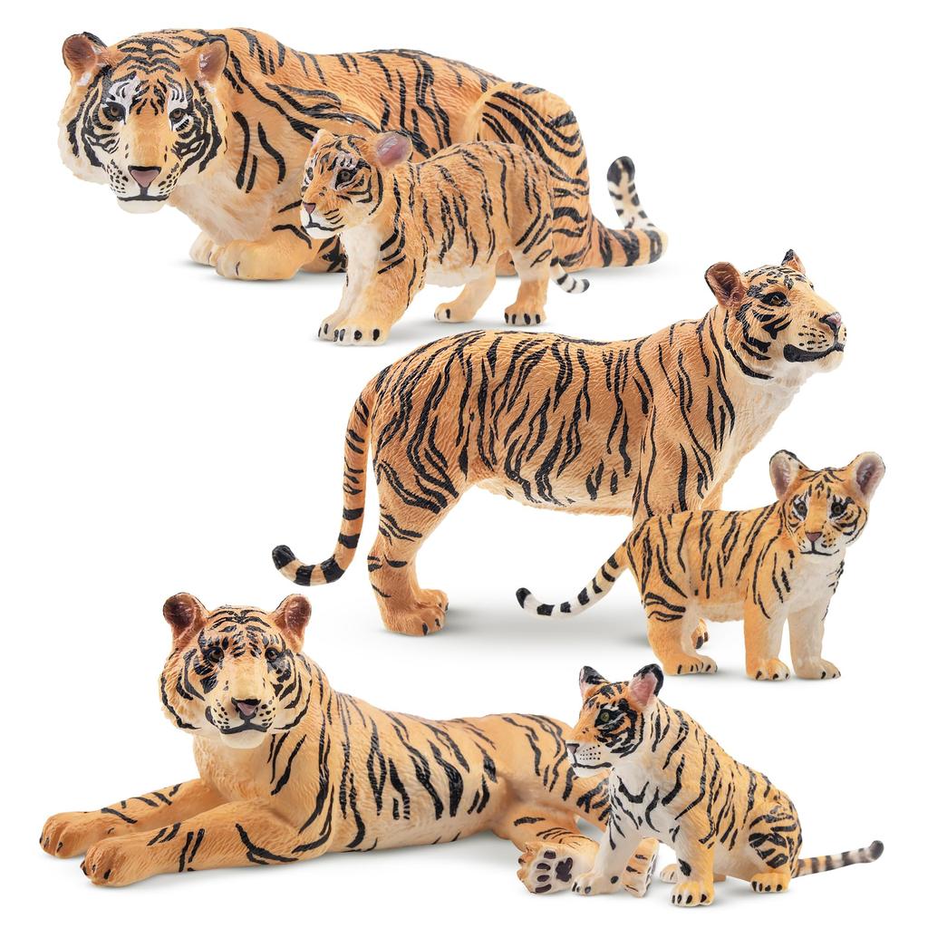 TOYMANY Набор из 6 фигурок тигров, Фигурки животных, Игрушки-тигры, Модели диких животных, Подходит для родителей и детей, Декор для дома, Реалистичные модели, Популярные игрушки,