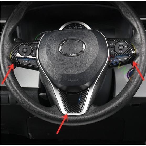 For Toyota Corolla 2019-2023Steering Wheel Trim 3pcs ABS Carbon fiber