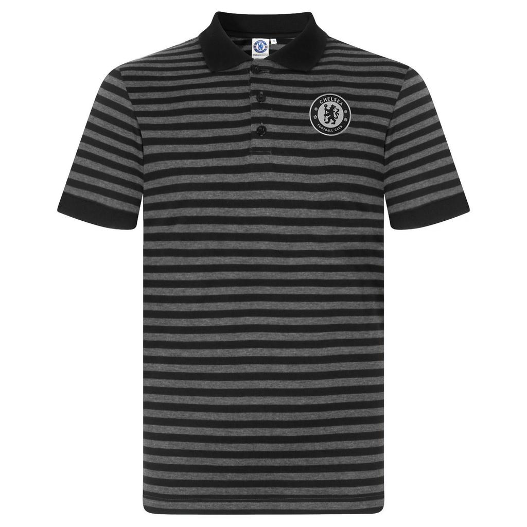 Chelsea FC Mens Striped Polo Shirt