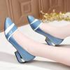 Sapatos Femininas Women Fashion Sweet Light Weight Blue Slip On Square Heel Shoes Lady Classic Comfort Shoes Ab662