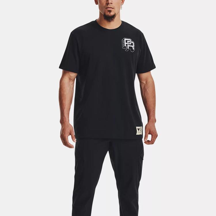 Under Armour Футболка Project Rock Solid Color Crew Neck с коротким рукавом для мужчин, цвет черный 1379114-001