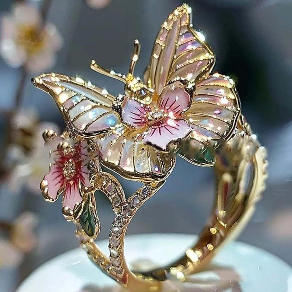 Non-fading Butterfly Ring Crafts Open Ring Clothing Accessories Vintage Rings