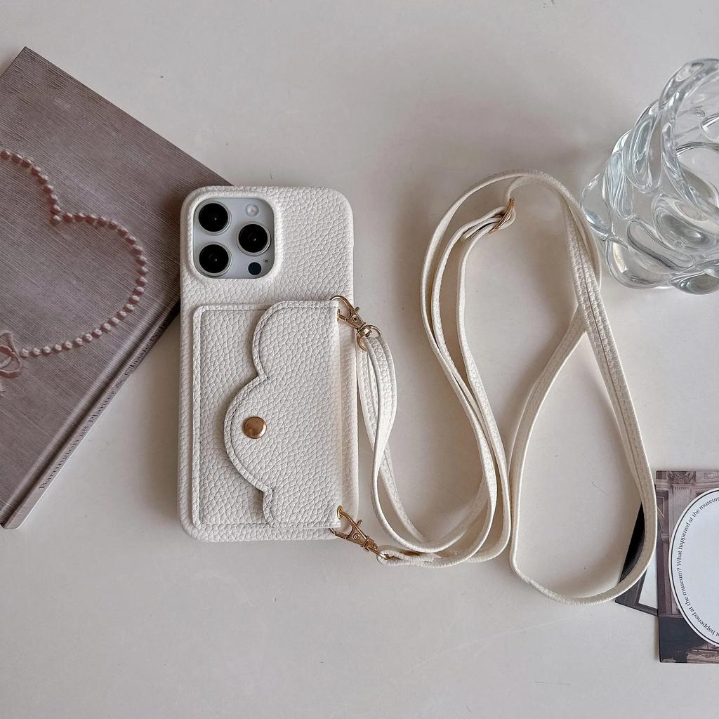 Crossbody Leather Cover for IPhone 16 15 14 13 12 11 Pro Max Plus Phone Case with Card Holder Lanyard Strap Neckband Wallet