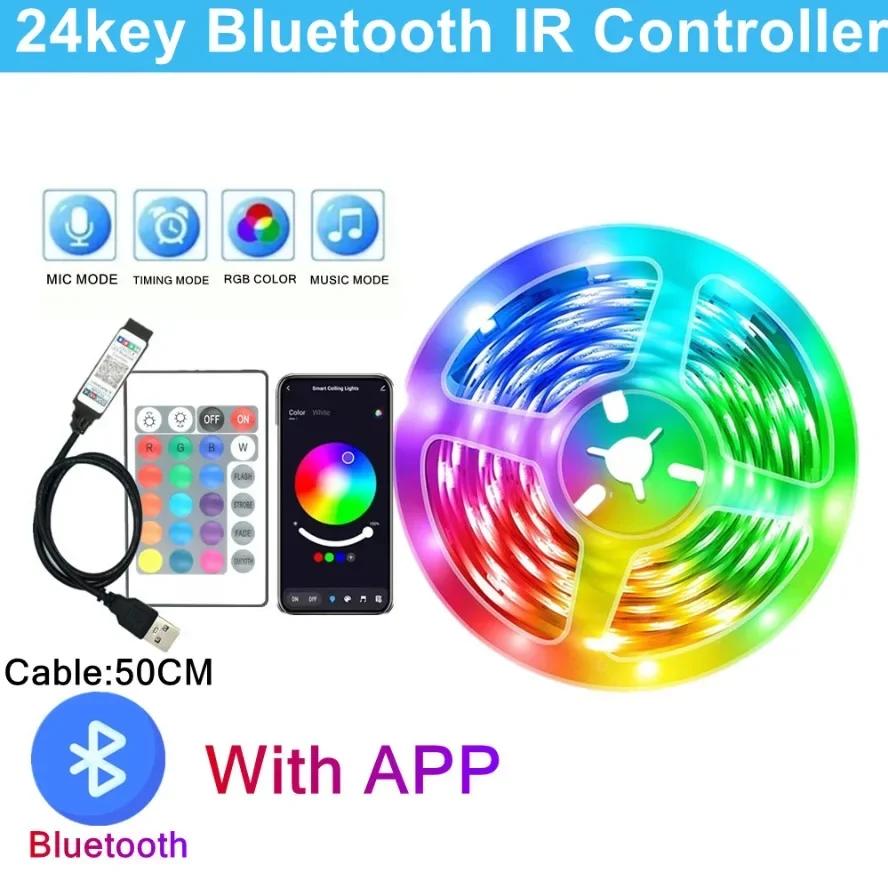 3535 5V USB Светодиодная лента Управление через приложение Изменение цвета RGB Светодиодная лента Гибкая лампа-лента для украшения комнаты Подсветка телевизора Диод