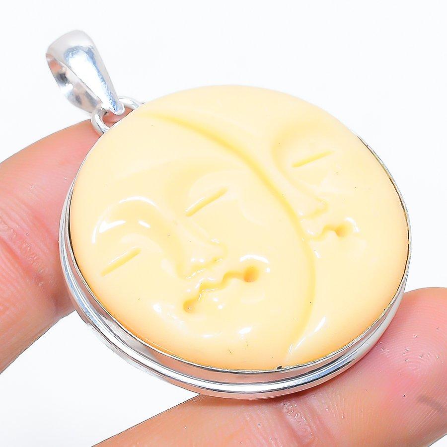 Подвеска из стерлингового серебра 925 пробы с натуральным желтым бирюзовым камнем 1,81 дюйма v8c66