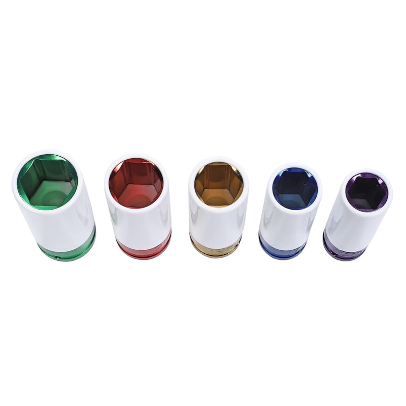 thin socket 5 piece set aluminum wheel nuts socket 15 17 19 21 22 mm impact wrench (Blue case)