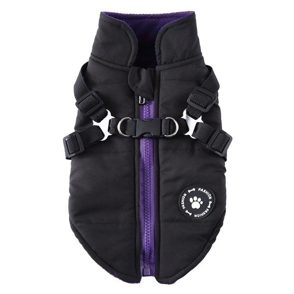 Winter Dog Vest With Integrated No Pull Waterproof Warm Fleece Back Zipper For Small Medium Dog