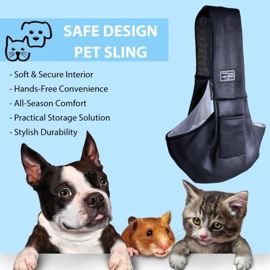 Pet Carrier Sling Breathable Crossbody Bag Puppy Carrier Purse Hand-Free Dog Sling Carrier with Storage Pockets for Small Dogs Cats